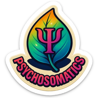 leaf or flower, clear outlines, strong shadows and highlights, psychosomatics and psychology theme, fun and not too complex sticker