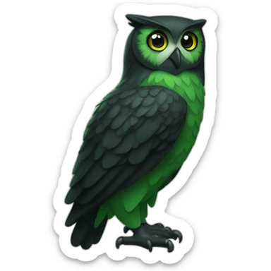 black and green owl sticker