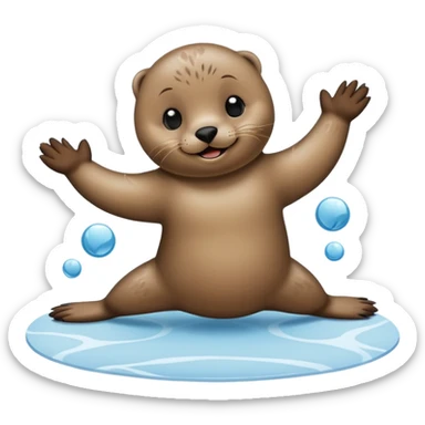 A seal performing gymnastics and jugglingo on ice sticker