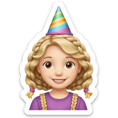 a little girl with wavy braided hair with birthday hat















 sticker