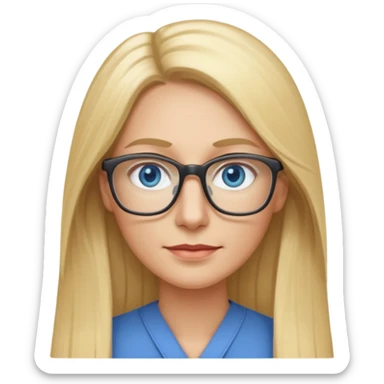 a 40 year old teacher with long blonde hair and blue eyes long face smaller eyes sticker