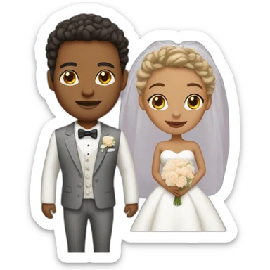 wedding couple light skin sticker
