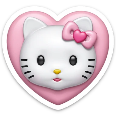 hello kitty heart`closed mouth sticker
