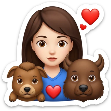 Girl with bison dog and heart sticker