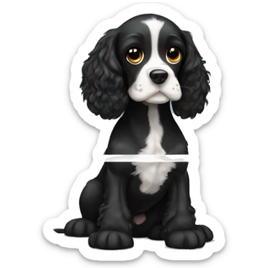 black cocker spaniel. white stripe down tummy sticker