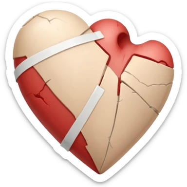 A cracked heart with a tiny bandage sticker