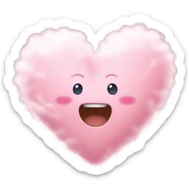 pink heart + cloud sticker