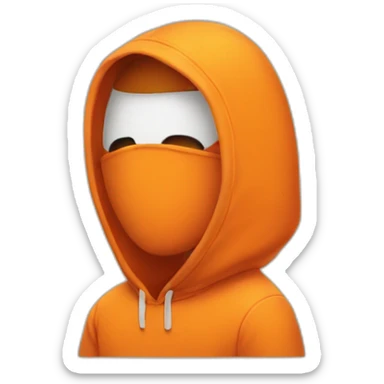 Guy with orange hoodie that cover his whole face with white flaming eyes sticker