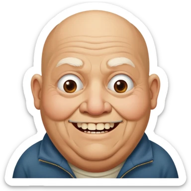 Fat homeless old bald man with missing teeth sticker