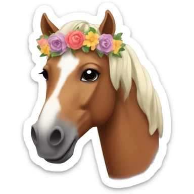 horse with a flower crown sticker