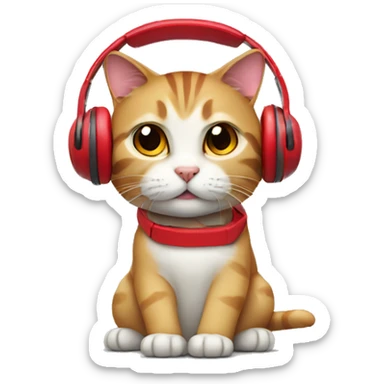 cat with red Headphones sticker