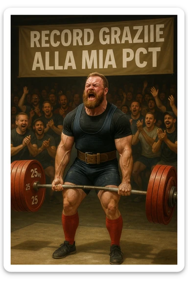 Powerlifter in gara che fa record grazie alla sua "PCT" in italiano sticker