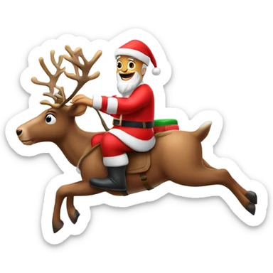 Santa clause mailman riding reindeer sticker