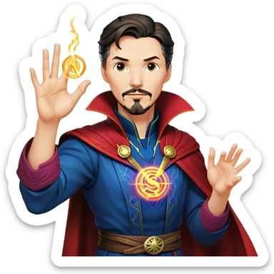 Doctor Strange with magical hand gestures casting spell sticker