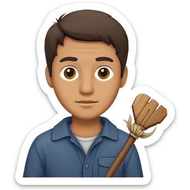 Tahta adam elinde sopa sticker