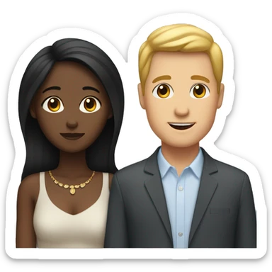 interracial couple with black woman and white man  sticker