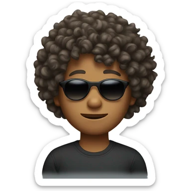 Curly hair boy with sunglasses sticker