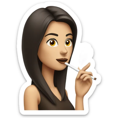 Brunette Model Smoking cigaretts sticker