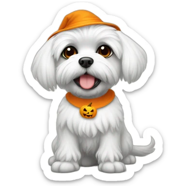 maltese in halloween costume sit sticker