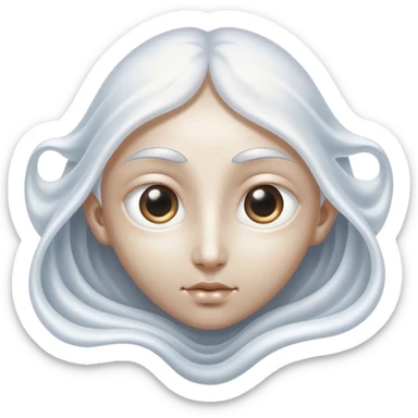 Regal and mysterious, with a flowing, sheet-like form draped in silvery-white hues, softly billowing as if caught in an unseen breeze, eye holes glowing with deep, thoughtful wisdom, simplified yet sophisticated, highly detailed, with a soft spectral radiance, high shine, exuding quiet authority, with a glowing outline that captures the essence of an ancient, noble spirit drifting through time! sticker