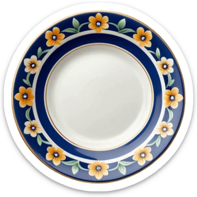 floral patterned porcelain plate sticker