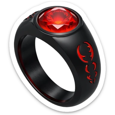 iOS sticker, dark fantasy ring, black metal, red inner glow, minimal sticker
