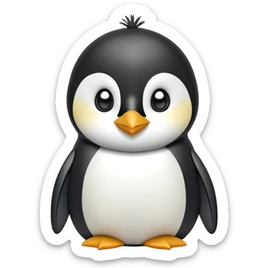 cinematic-cute-emperor-penguin-portrait-emoji,-head-tilted-playfully-and-inquisitively,-with-glossy,-pristine-plumage,-sparkling-eyes-filled-with-curiosity,-simplified-yet-irresistibly-adorable-features, black, large black eyes face sticker