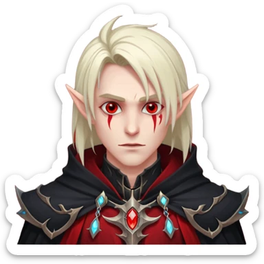 Blood elf deathKight glowing red eyes all clocked in darkness male sticker