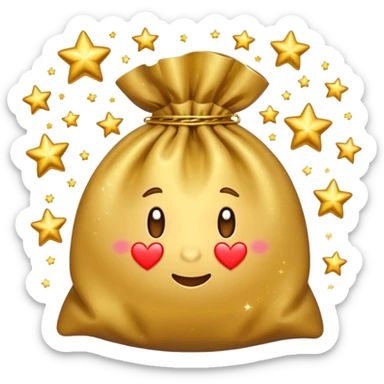 money bag with stars and hearts and sparkles sticker