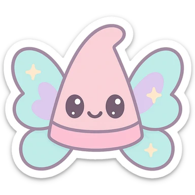 a cute fairy hat with butterfly wings and pastel colors, kawaii style sticker
