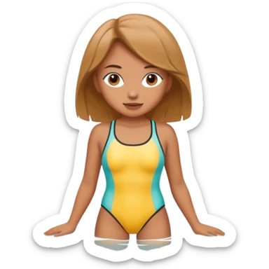 A cartoon girl in swimsuit sticker