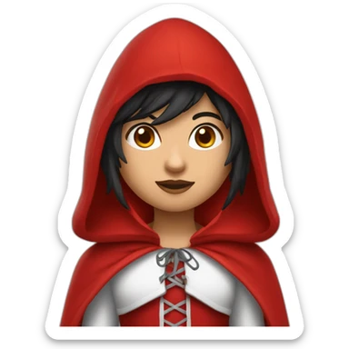red-ridding-hood-with-long-black-strait-hair-with-white-break sticker