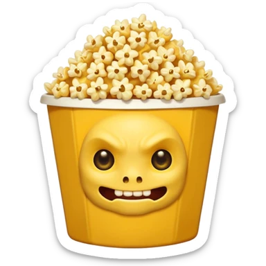 popcorn , with mischief face demon sticker