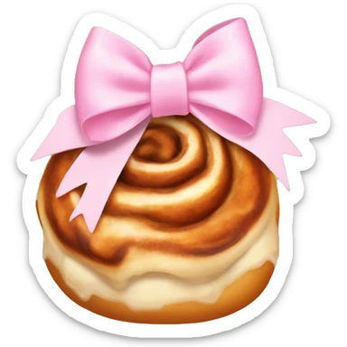 Cinnamon bun with light pink bow sticker
