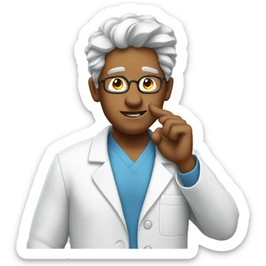 man in lab coat scratching their head sticker