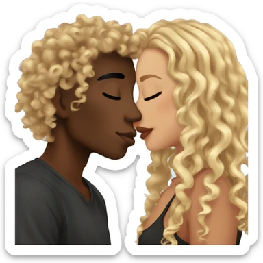 Me kissing my brown skin girlfriend with curly hair. I am black and have a septum piercing, and blonde locs. She has a septum piercing aswell. sticker