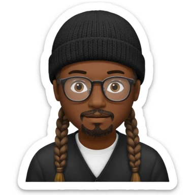 man with braids glasses beanie and goatee sticker