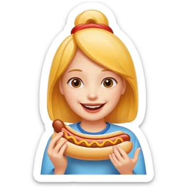 Girl eats hotdog sticker