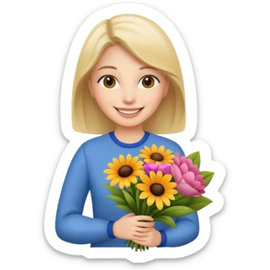 Shopper with flower bouquet sticker