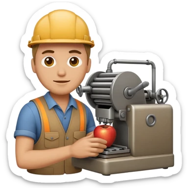 emoji of a man operating an industrial machine, apple emoji style, large size sticker
