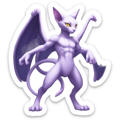 Anthro Mewtwo-Cat-Sphynx-FurSona-Fakemon Nebula Full Body sticker