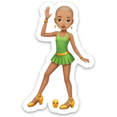 Girl with shaved head wearing samba tinishoes sticker