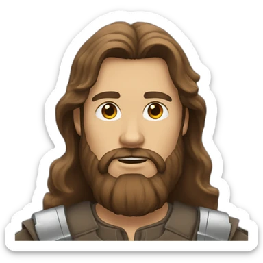 long brown haired bearded man in stark livery sticker