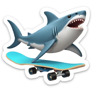 shark riding a skateboard sticker