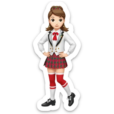 Highland dancing argyle just over the knee socks, blouse, highland dancing jacket, tartan miniskirt and highland dancing shoes sticker