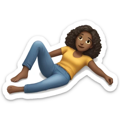 A girl lying down on the floor  sticker