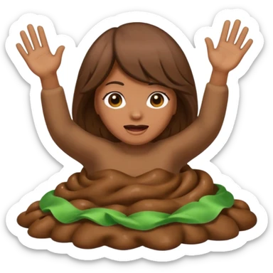 poop wearing a wig and waving hi while pooping sticker