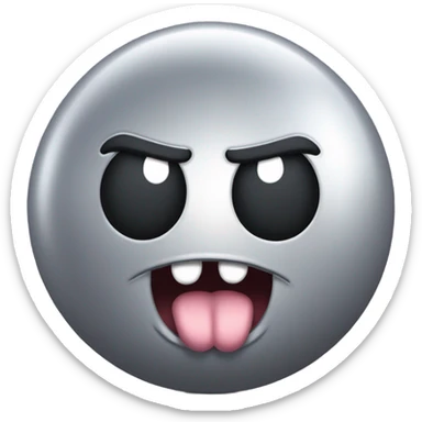 Metal cute mad Kirby Gray ball driving on 4 car wheels with mad eyebrows game sticker