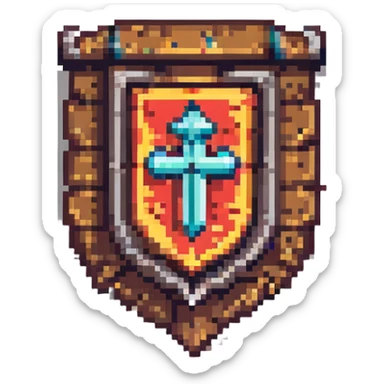 Valorant Iron rank logo, pixel art style sticker