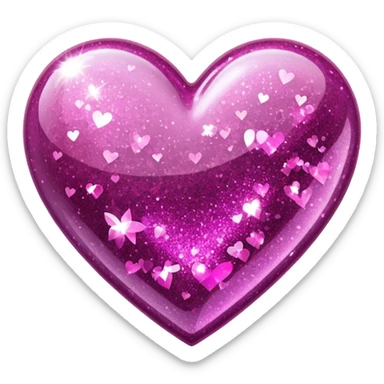 glitter heart with pink sparkles sticker